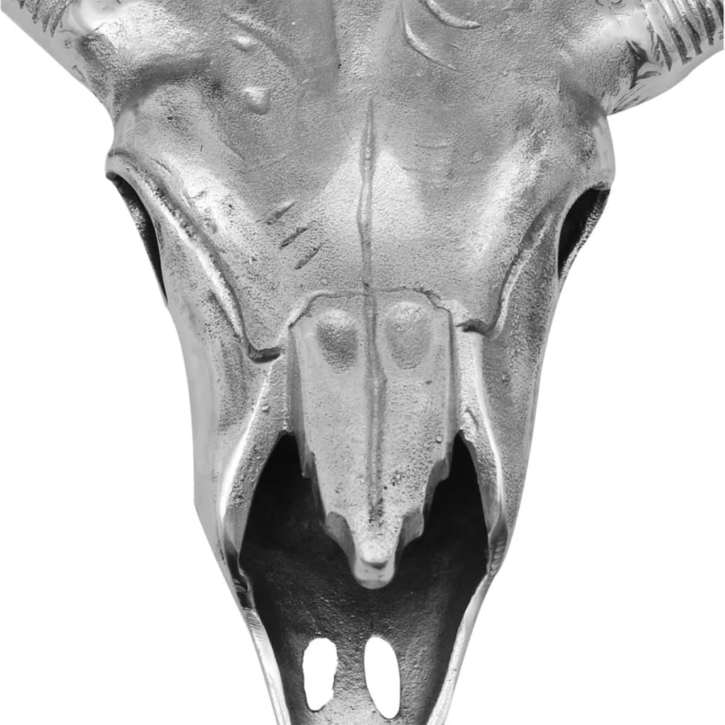 vidaXL Bull Skull Head Decoration Wall-Mounted Aluminium Silver