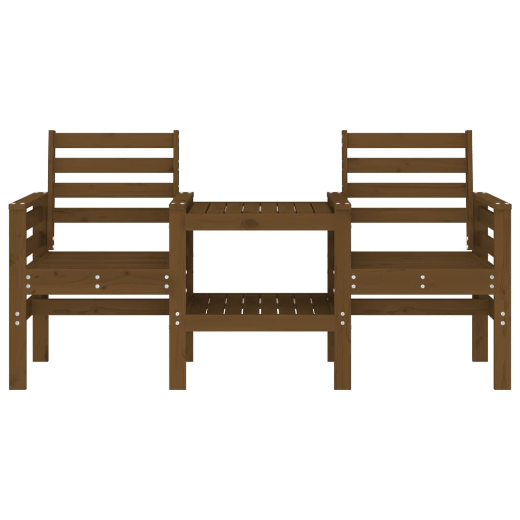 vidaXL Garden Bench with Table 2-Seater Honey Brown Solid Wood Pine