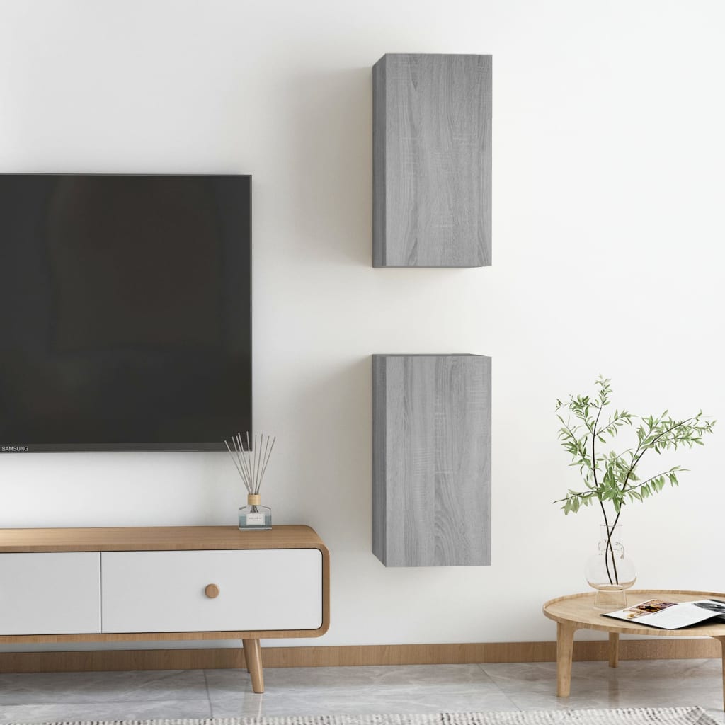 vidaXL TV Cabinets 2 pcs Grey Sonoma 30.5x30x60 cm Engineered Wood