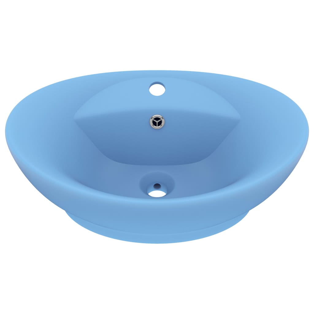 vidaXL Luxury Basin Overflow Oval Matt Light Blue 58.5x39 cm Ceramic