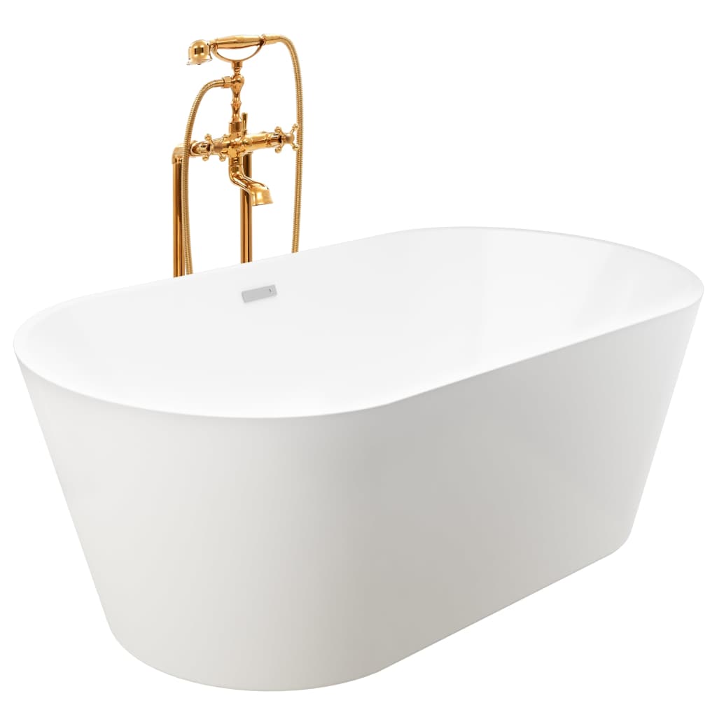 vidaXL Freestanding Bathtub and Faucet 220 L 99.5 cm Gold