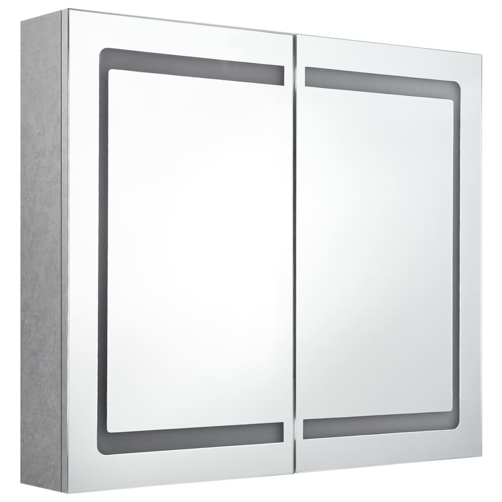 vidaXL LED Bathroom Mirror Cabinet Concrete Grey 80x12x68 cm