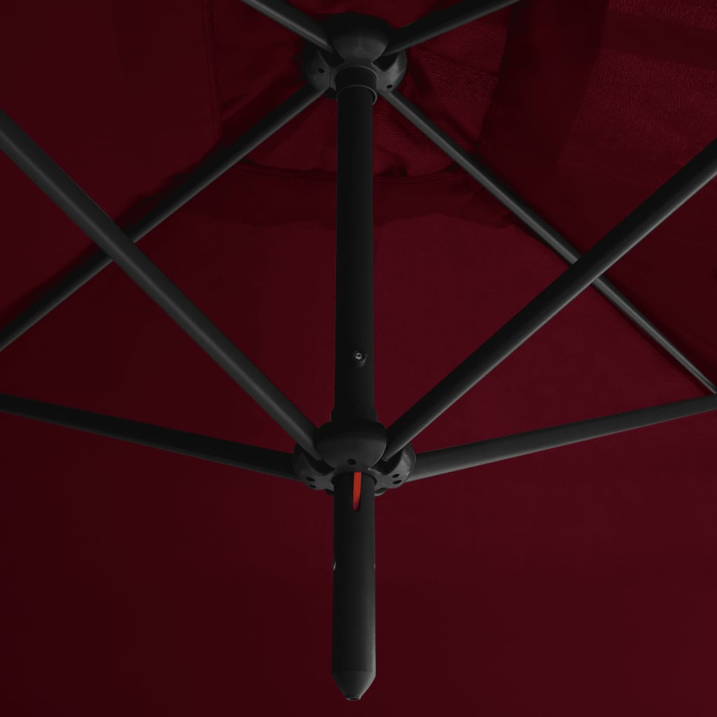 vidaXL Double Parasol with Steel Pole Bordeaux Red 600x300 cm