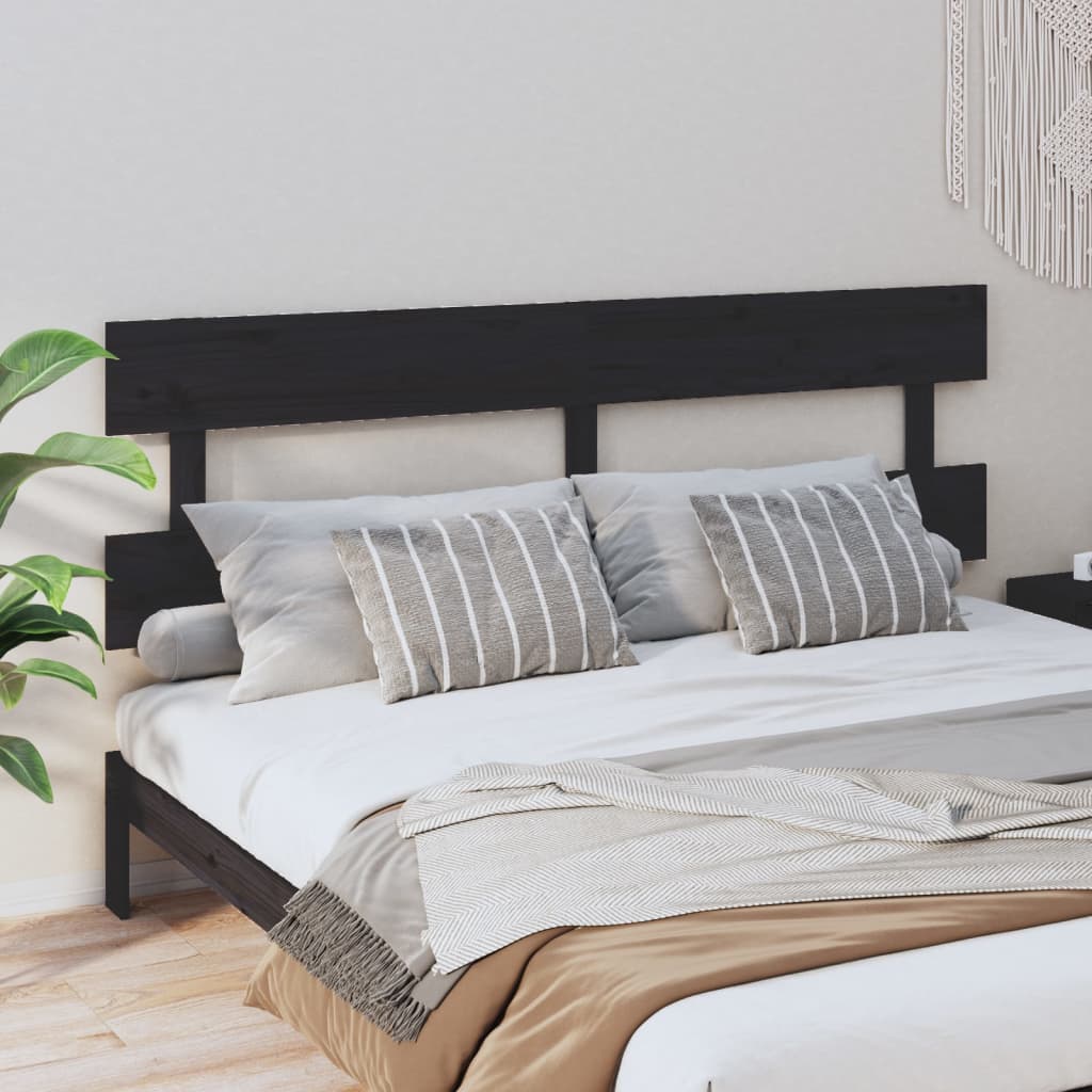 vidaXL Bed Headboard Black 184x3x81 cm Solid Wood Pine