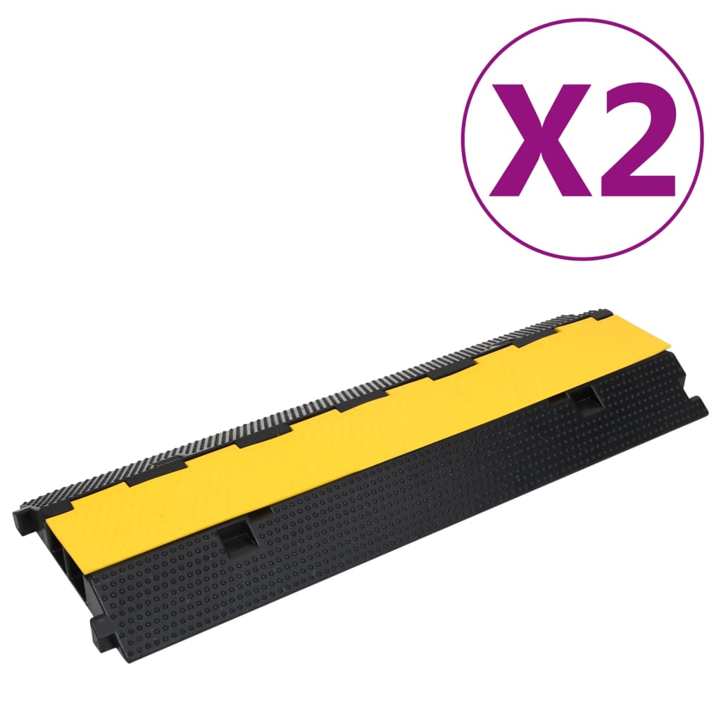 vidaXL Cable Protector Ramps with 2 Channels 2 pcs 100 cm Rubber