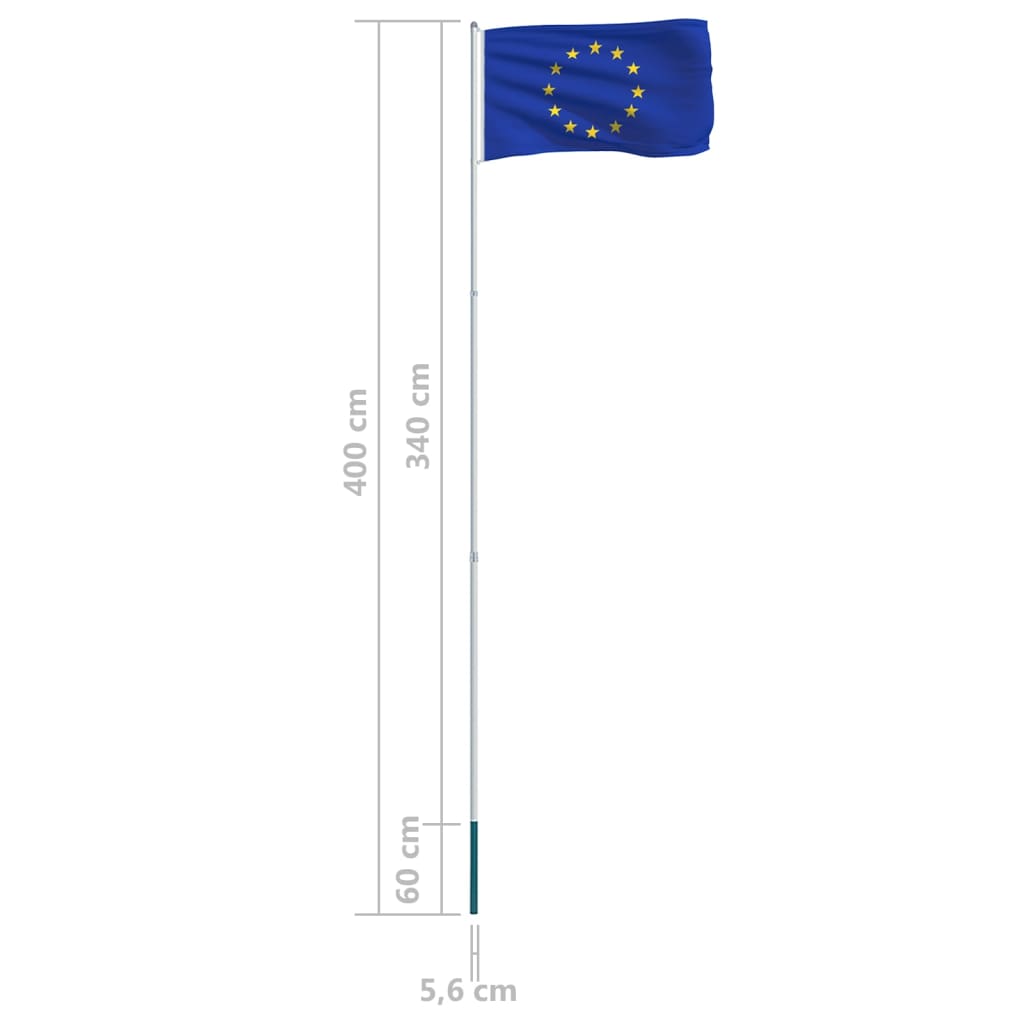 vidaXL Europe Flag and Pole Aluminium 4 m