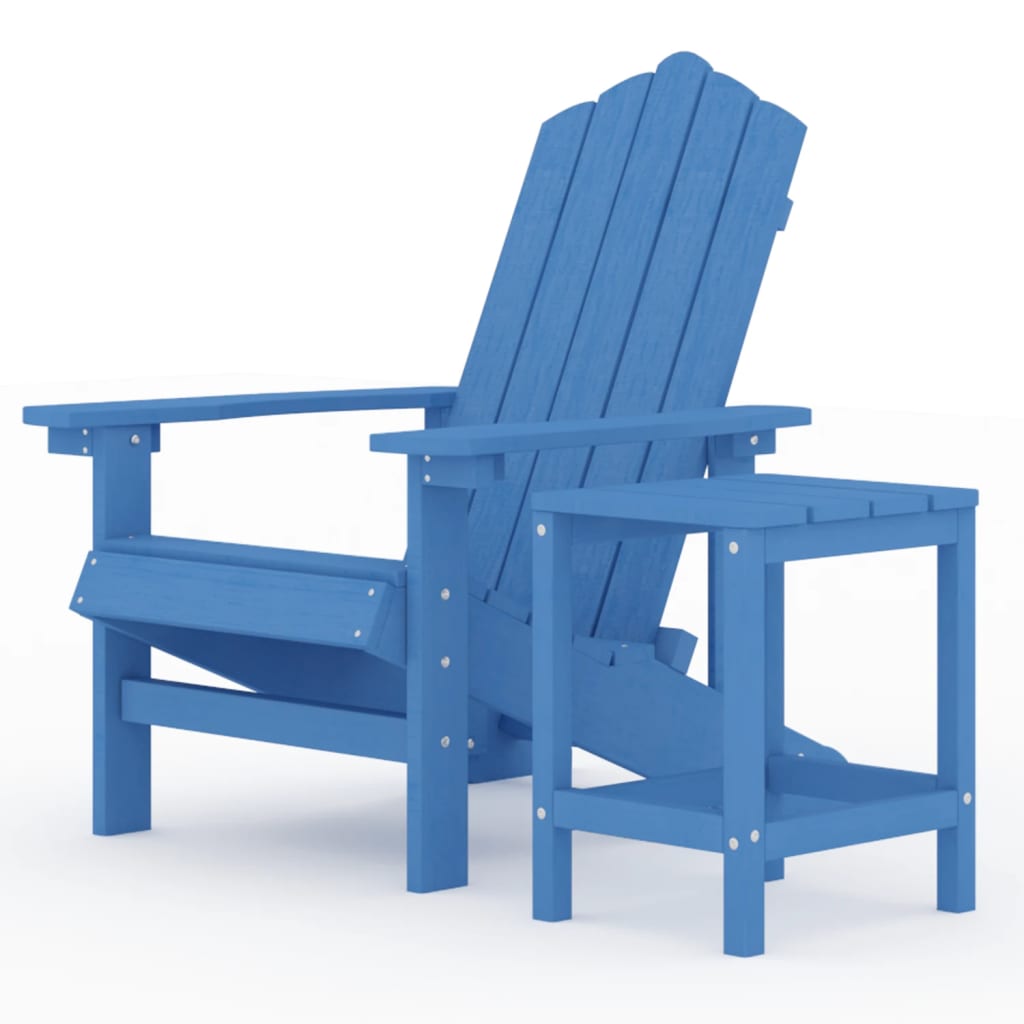 vidaXL Garden Adirondack Chair with Table HDPE Aqua Blue