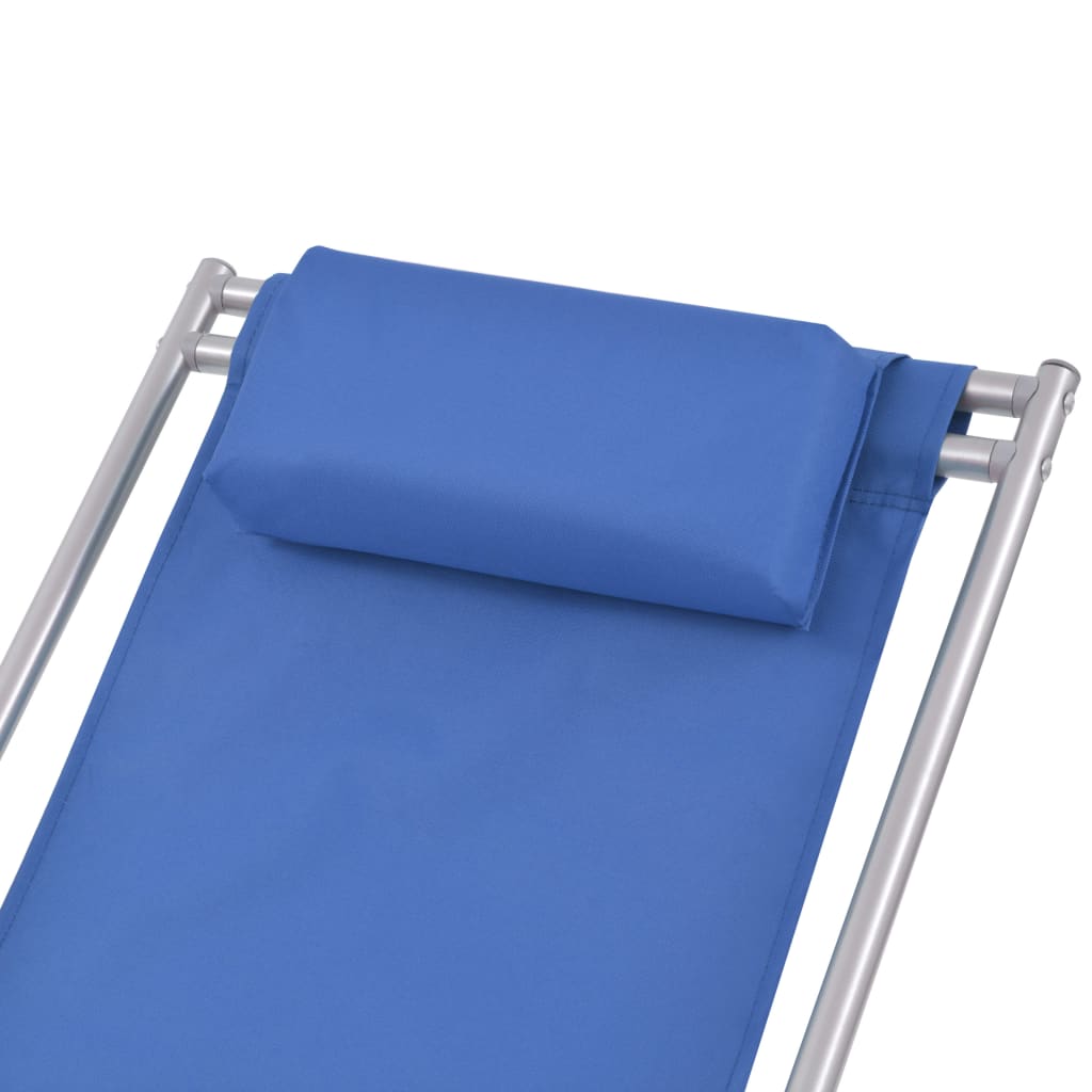 vidaXL Reclining Deck Chairs 2 pcs Steel Blue