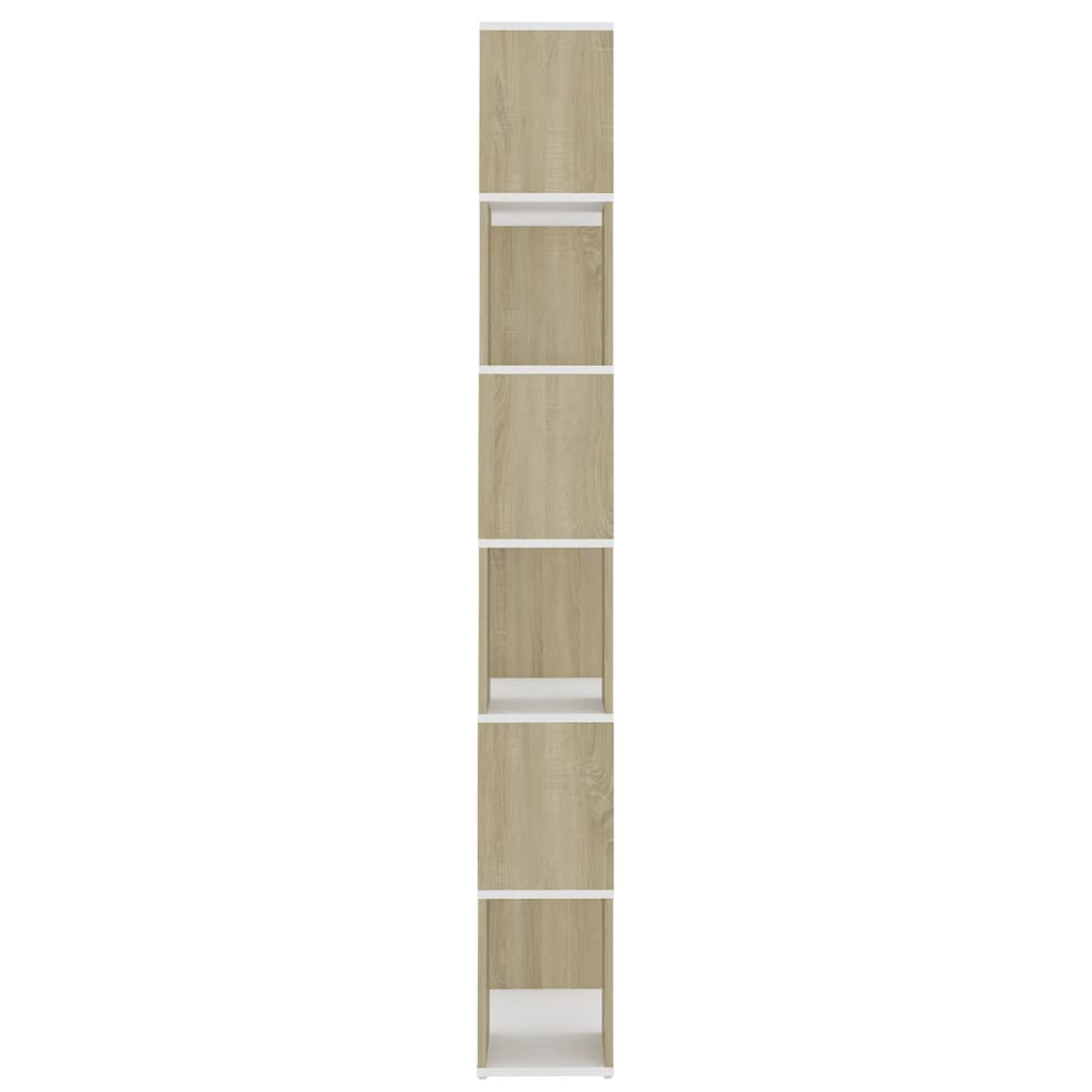 vidaXL Book Cabinet Room Divider White and Sonoma Oak 60x24x186 cm