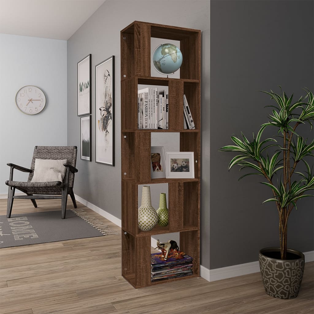 vidaXL Book Cabinet Brown Oak 45x24x160 cm Engineered Wood