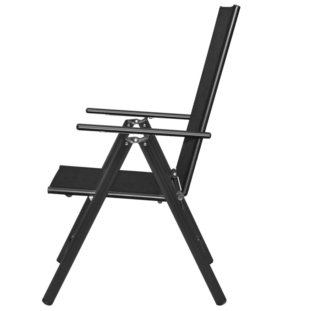 vidaXL Folding Garden Chairs 2 pcs Aluminium and Textilene Black