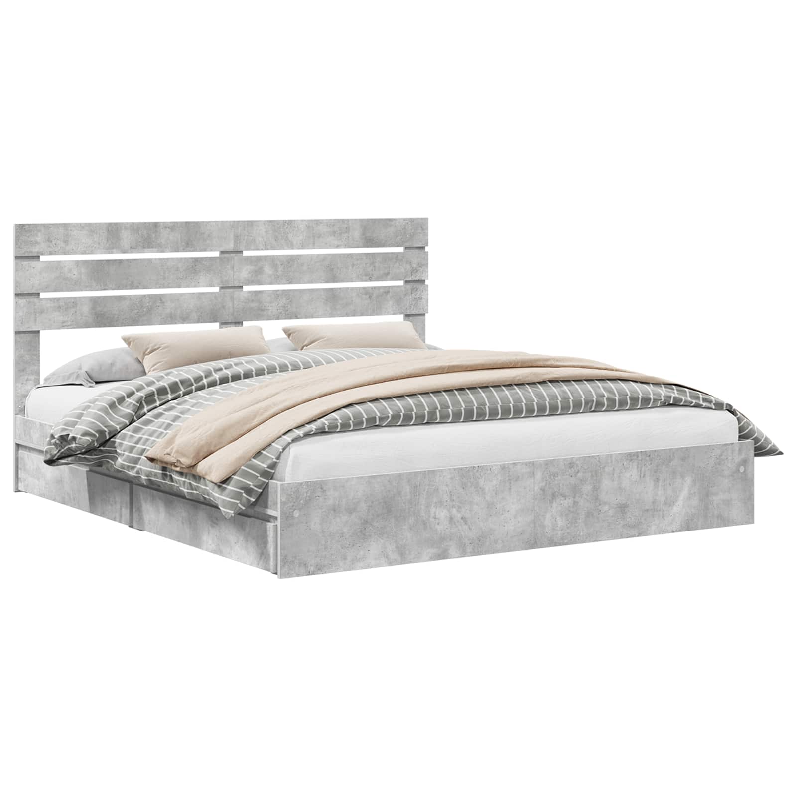 vidaXL Storage Bed Concrete Grey 180 x 200 cm Engineered Wood | vidaXL.ie