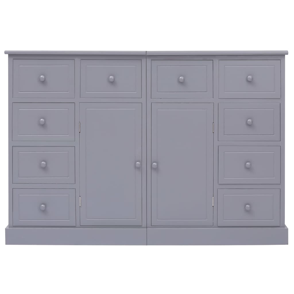vidaXL Sideboard with 10 Drawers Grey 113x30x79 cm Wood