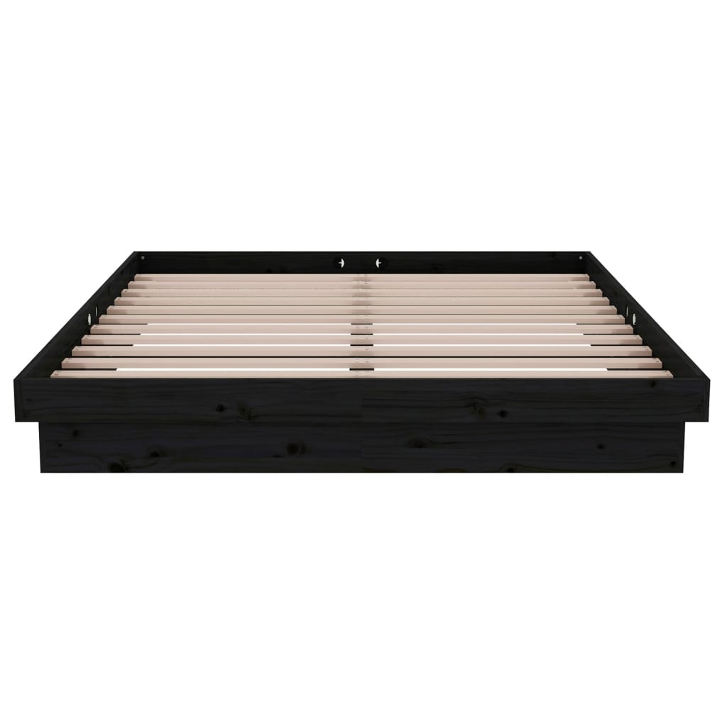 vidaXL Bed Frame Black Solid Wood 135x190 cm Double