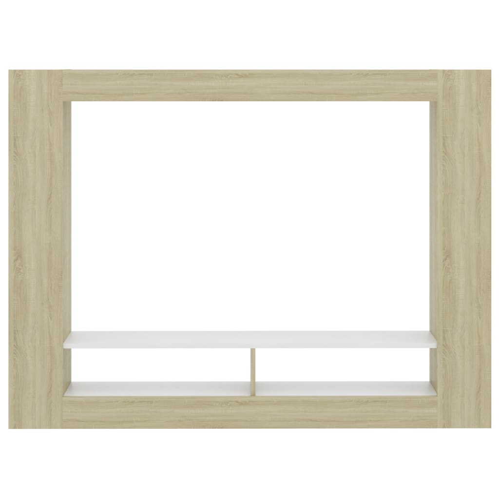 vidaXL TV Cabinet White and Sonoma Oak 152x22x113 cm Engineered Wood