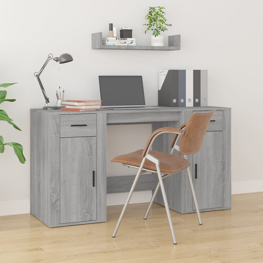 vidaXL Desk with Cabinet Grey Sonoma Engineered Wood