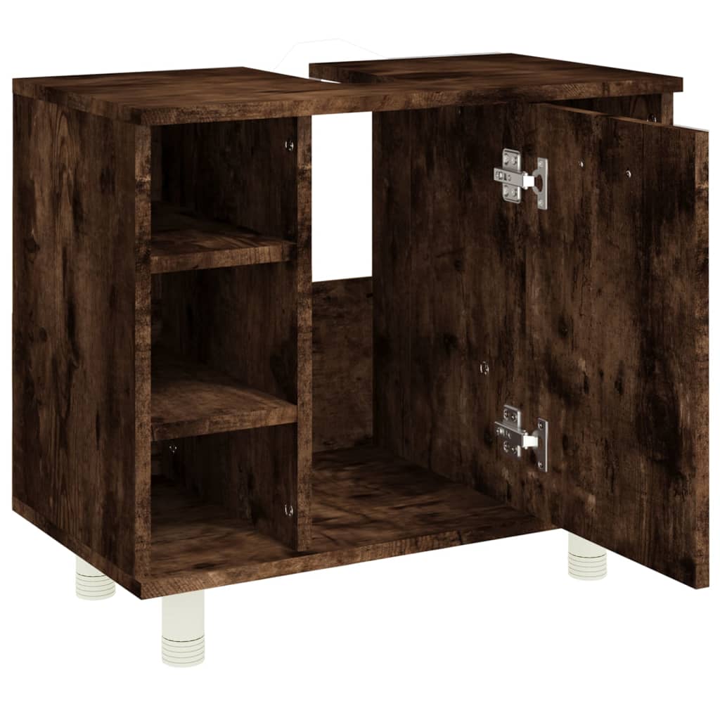 vidaXL Bathroom Cabinet Smoked Oak 60x32x53.5 cm Engineered Wood