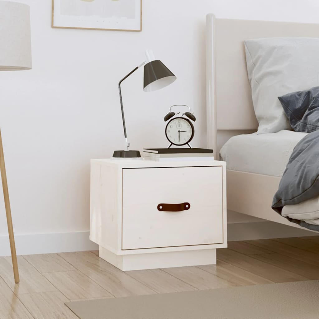 vidaXL Bedside Cabinet White 40x34x35 cm Solid Wood Pine