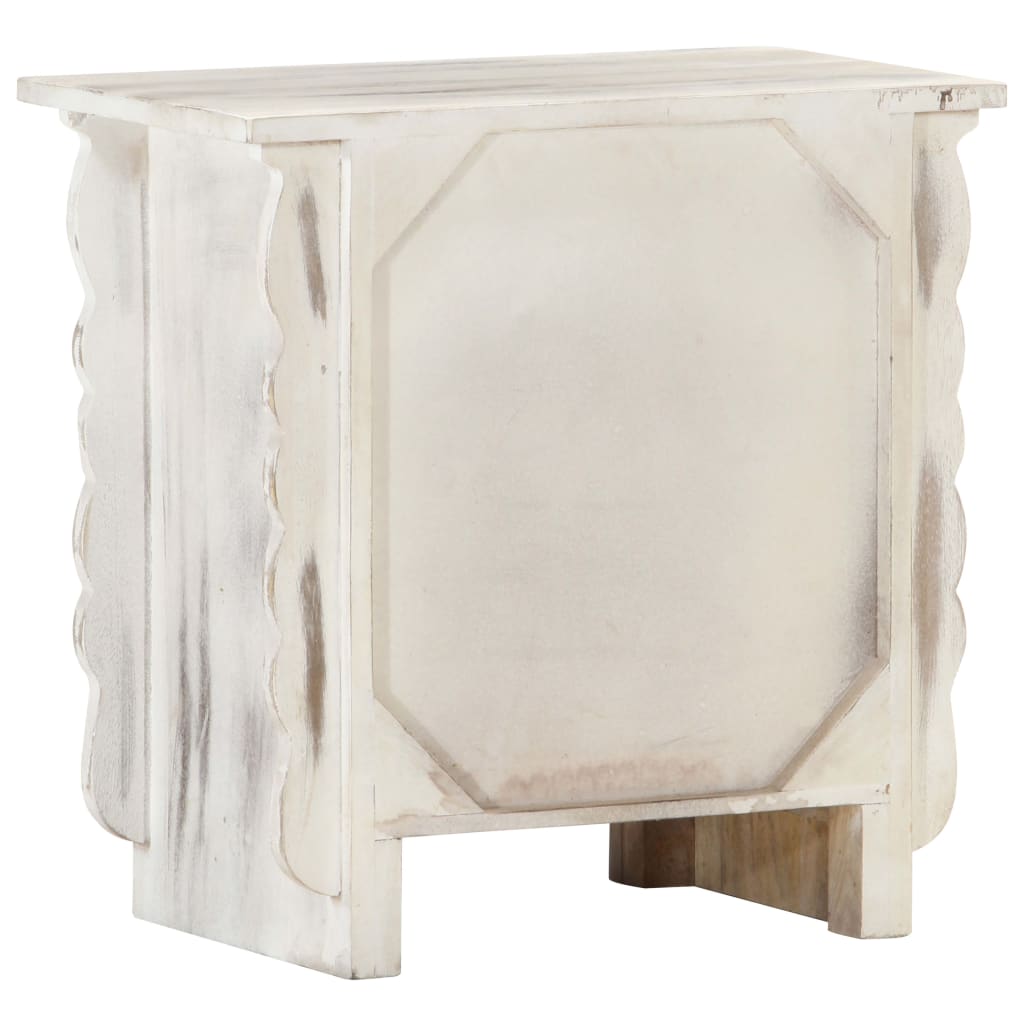 vidaXL Bedside Cabinet White 50x30x50 cm Solid Mango Wood