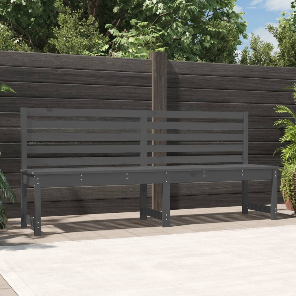 vidaXL Garden Bench Grey 201.5 cm Solid Wood Pine