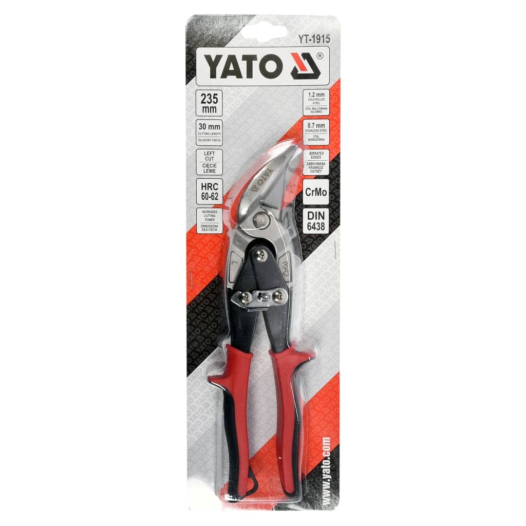 YATO Offset Tin Snips Left 235 mm Red