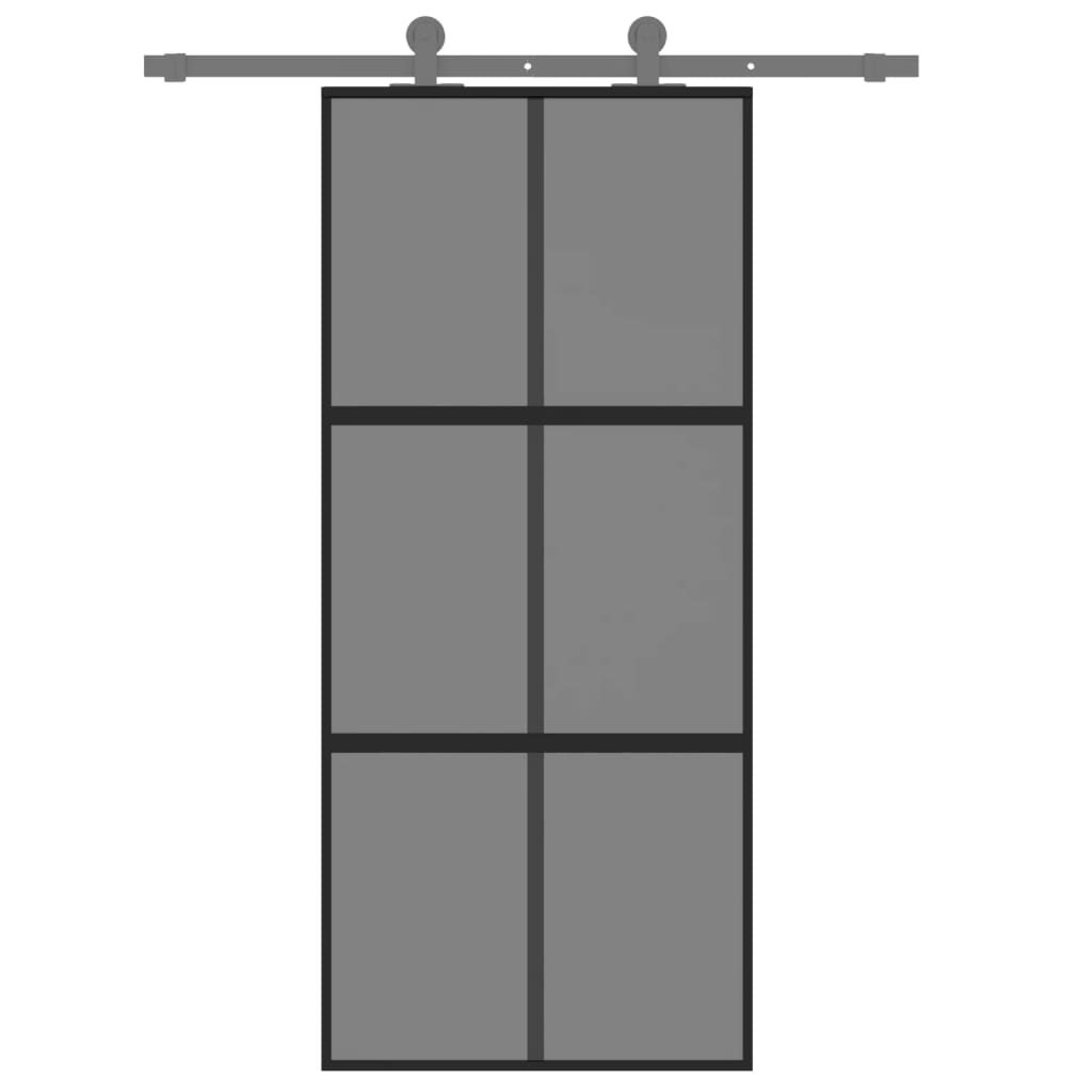 vidaXL Sliding Door Black 90x205 cm Tempered Glass and Aluminium
