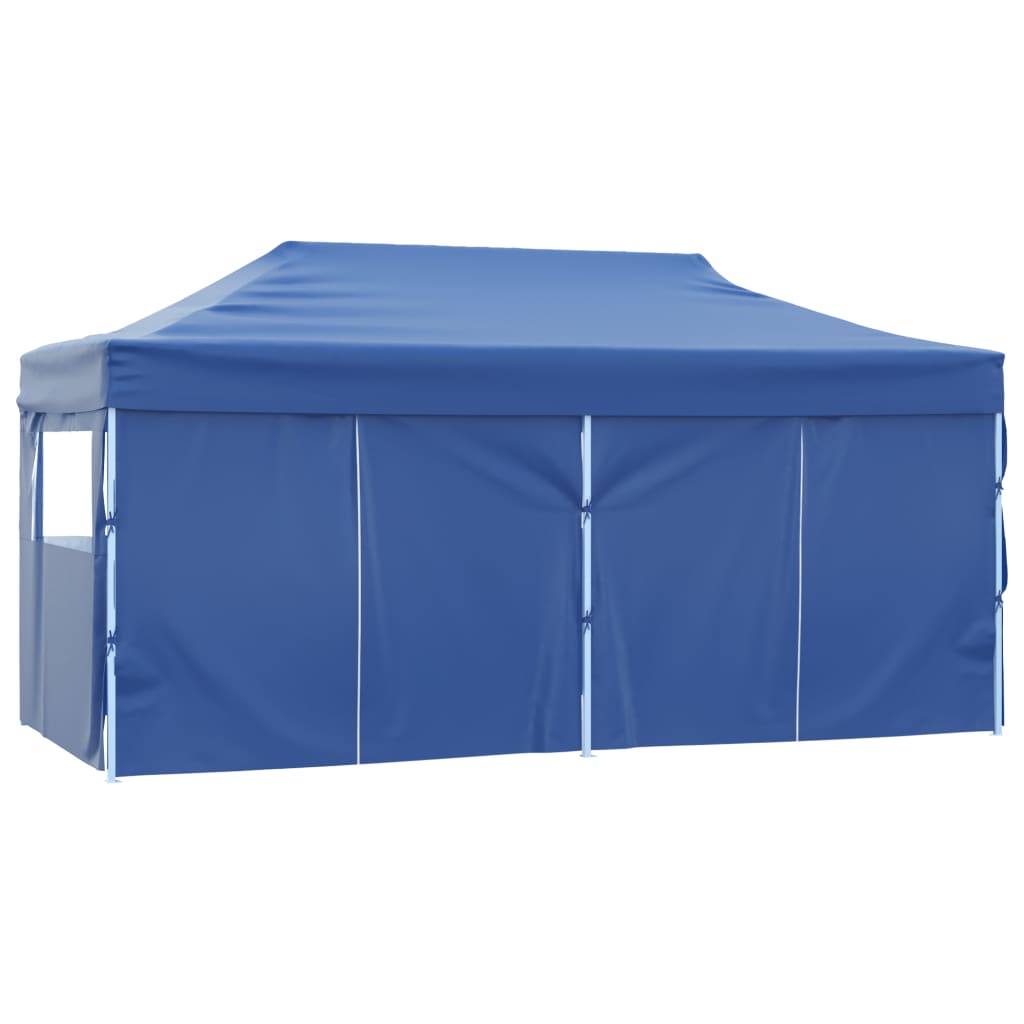vidaXL Professional Folding Party Tent with 4 Sidewalls 3x6 m Steel Blue