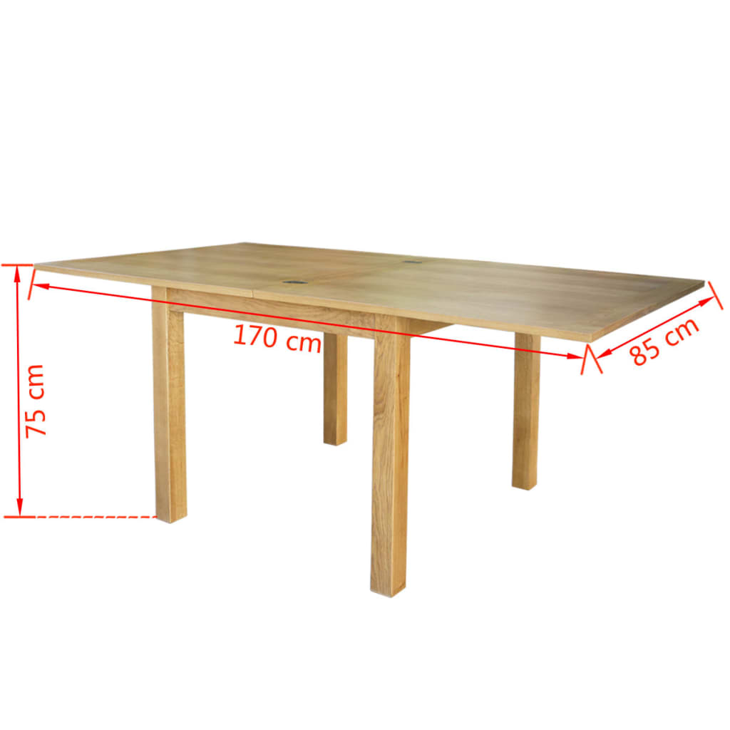 vidaXL Extendable Table 85x85x75 cm Solid Oak Wood