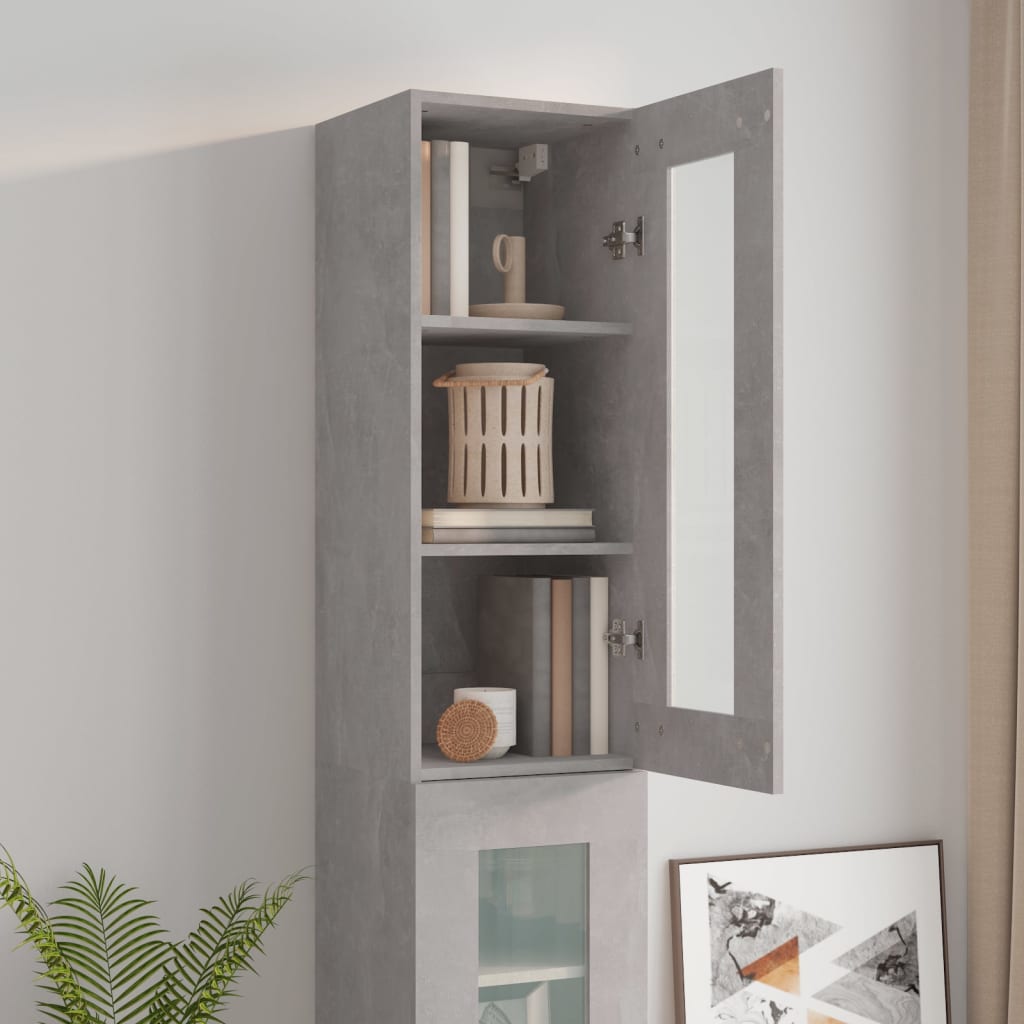 vidaXL Hanging Wall Cabinet Concrete Grey 34.5x34x90cm