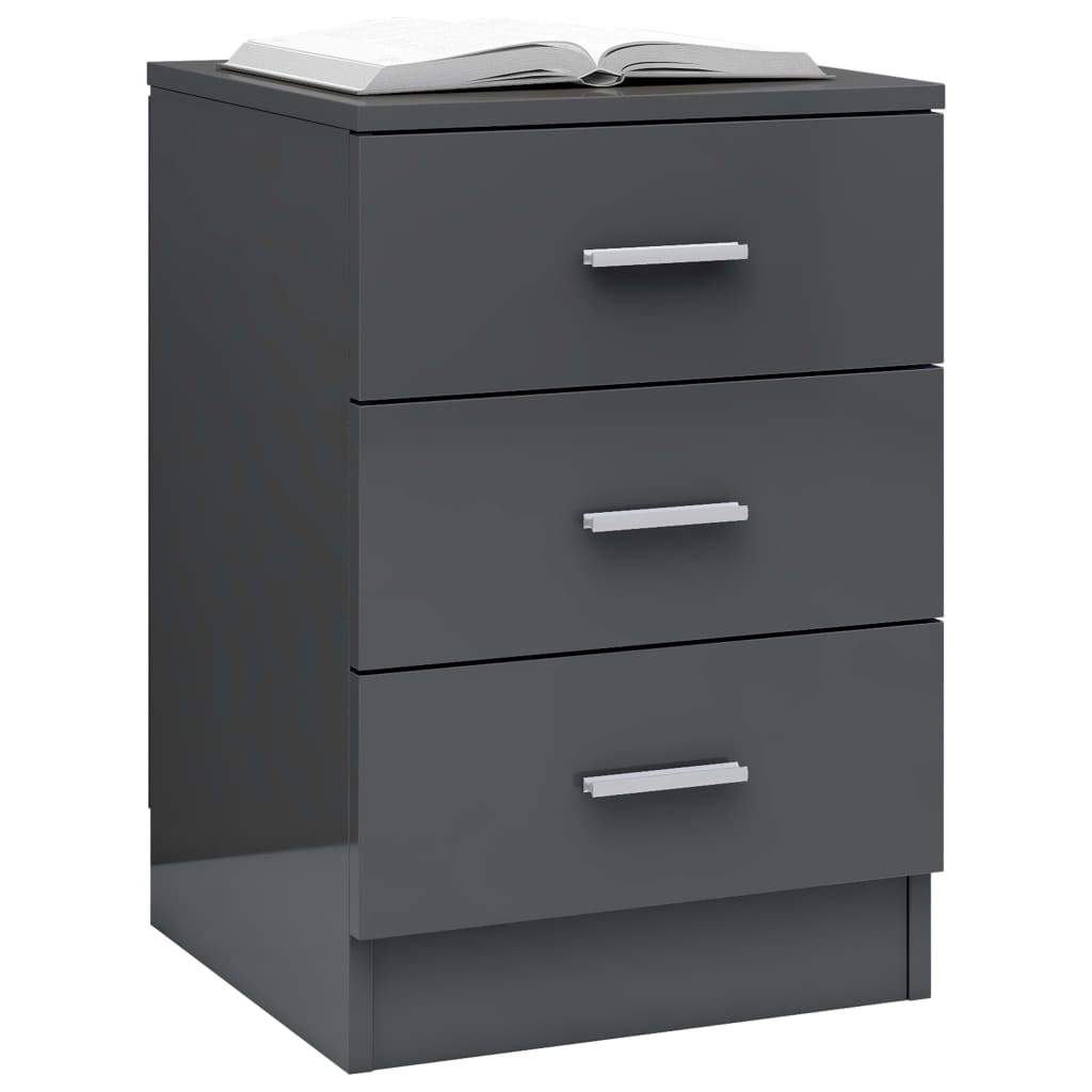 vidaXL Bedside Cabinets 2 pcs High Gloss Grey 38x35x56 cm Chipboard