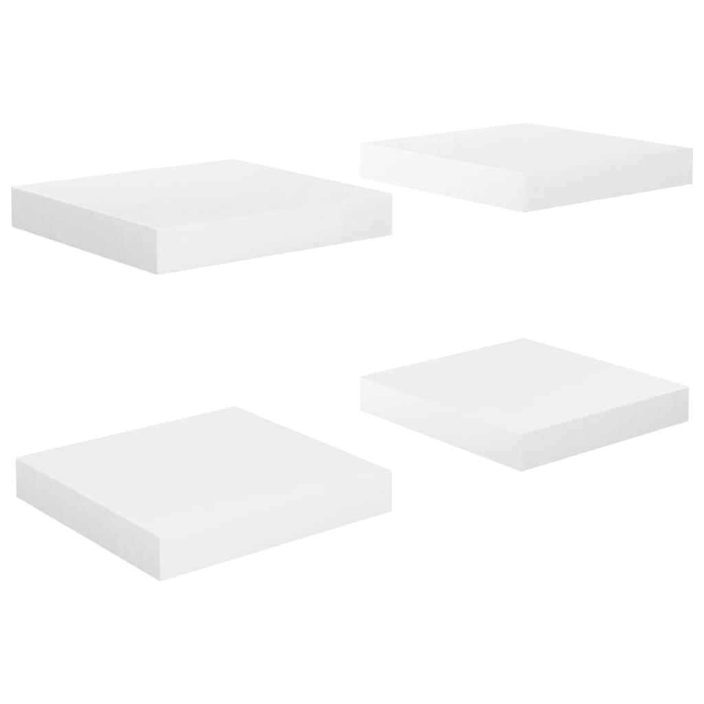vidaXL Floating Wall Shelves 4 pcs High Gloss White 23x23.5x3.8 cm MDF