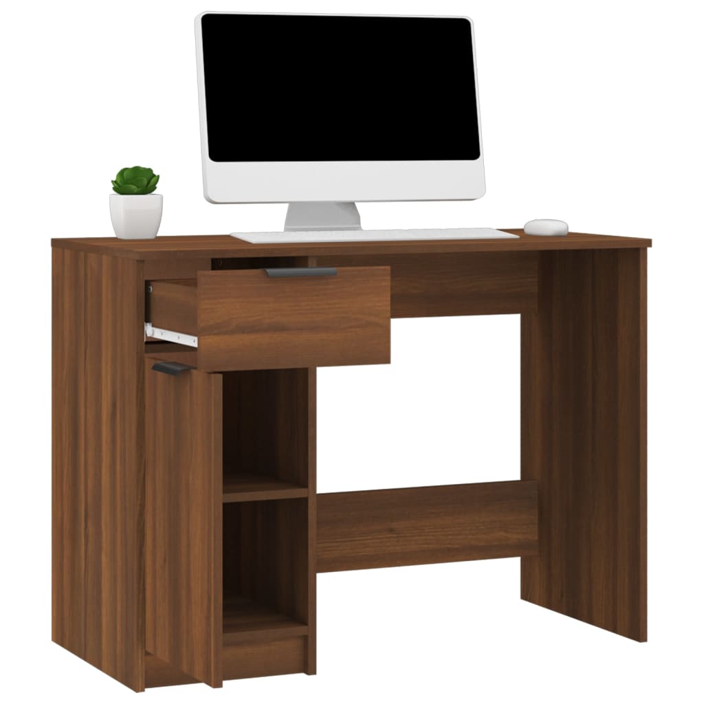 vidaXL Desk Brown Oak 100x50x75 cm Engineered Wood