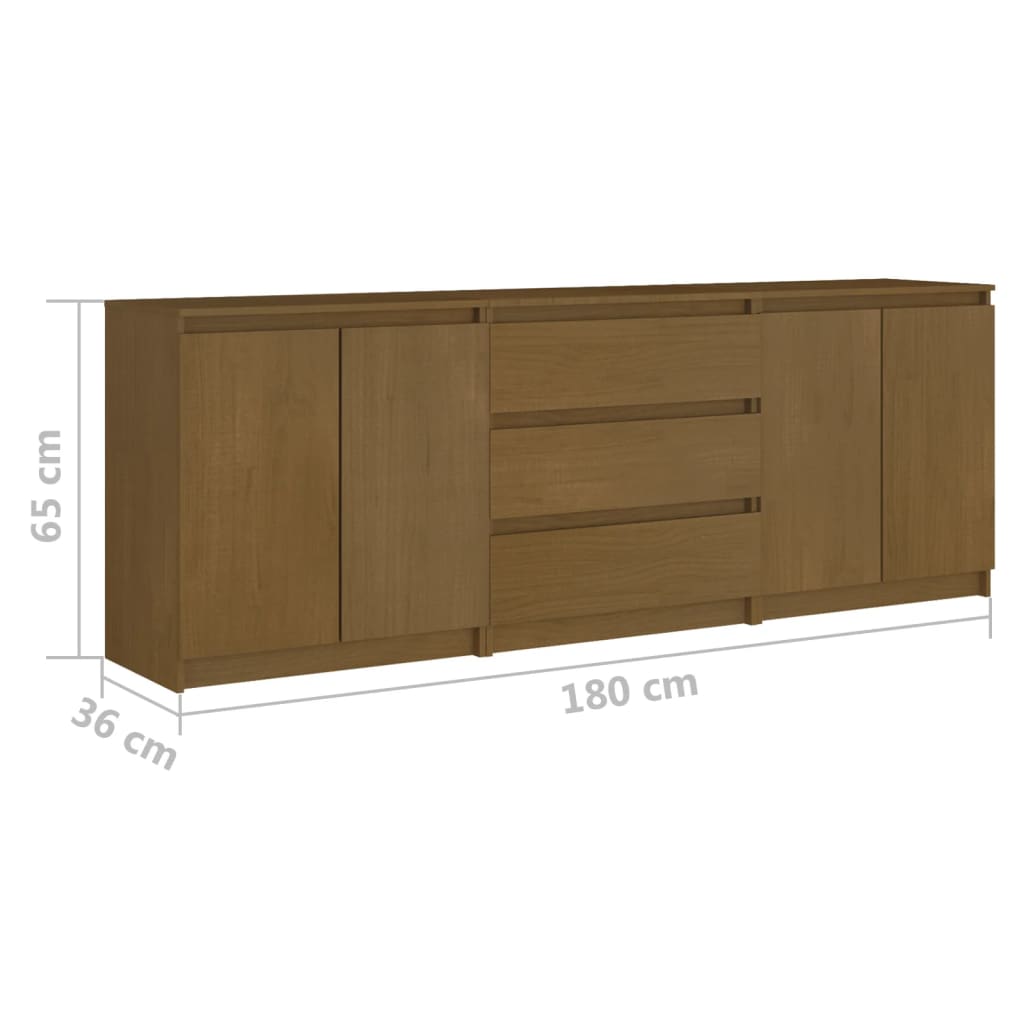 vidaXL Side Cabinet Honey Brown 180x36x65 cm Solid Pinewood