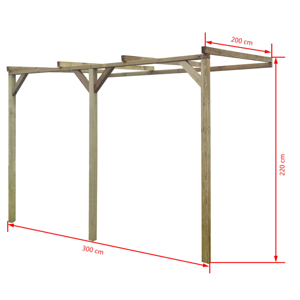 vidaXL Lean-To Pergola 2x3x2.2 m Wood