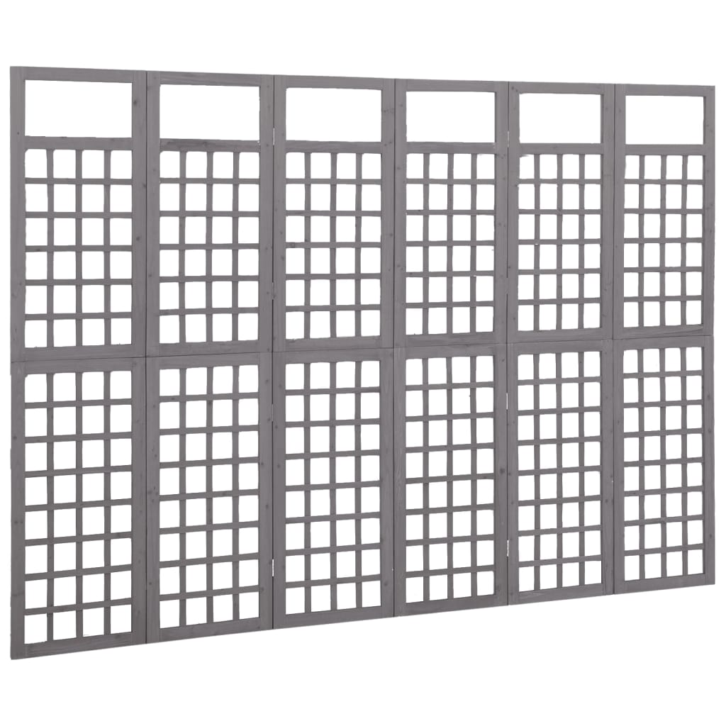 vidaXL 6-Panel Room Divider/Trellis Solid Fir Wood Grey 242.5x180 cm