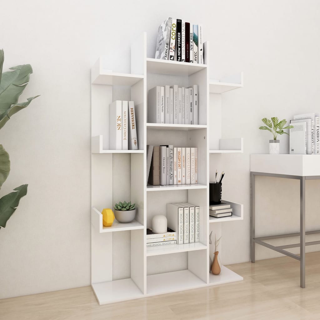 vidaXL Book Cabinet White 86x25.5x140 cm Engineered Wood