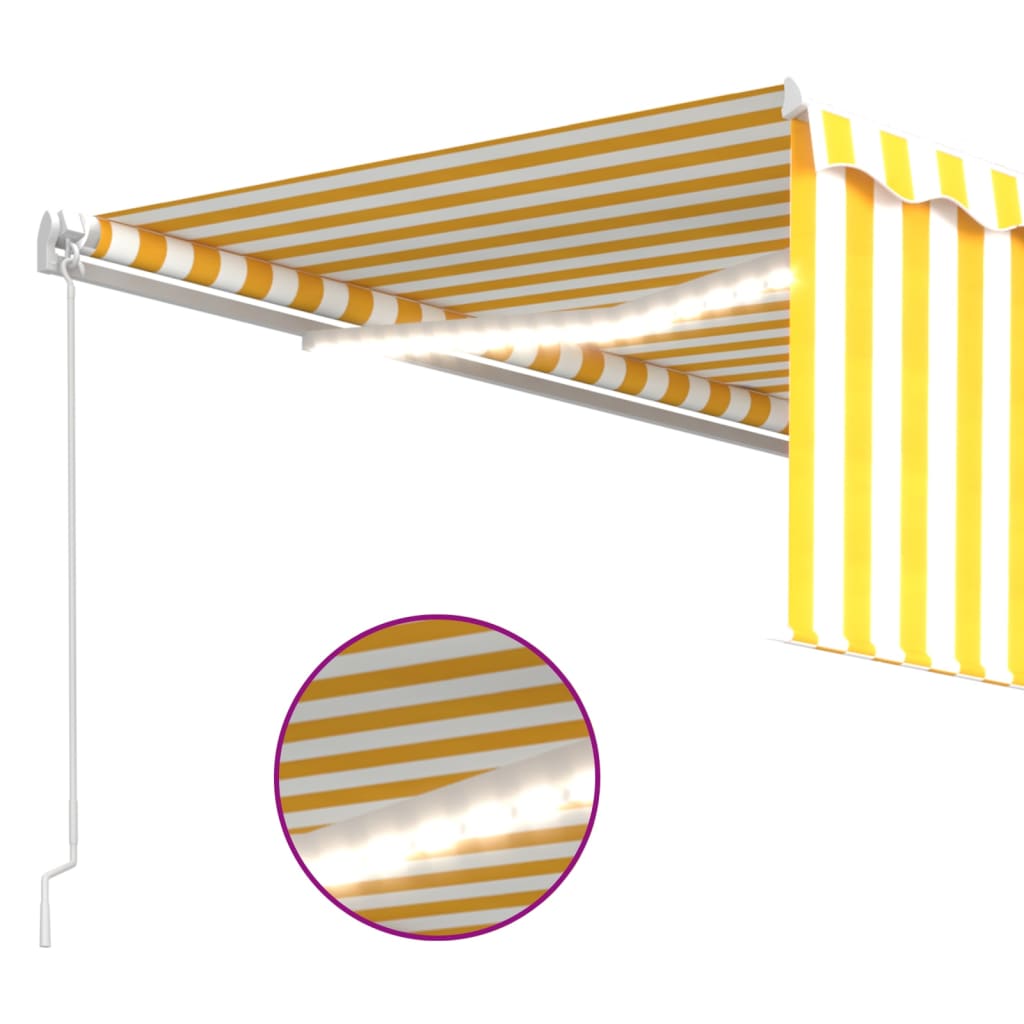 vidaXL Manual Retractable Awning with Blind&LED 4x3m Yellow&White