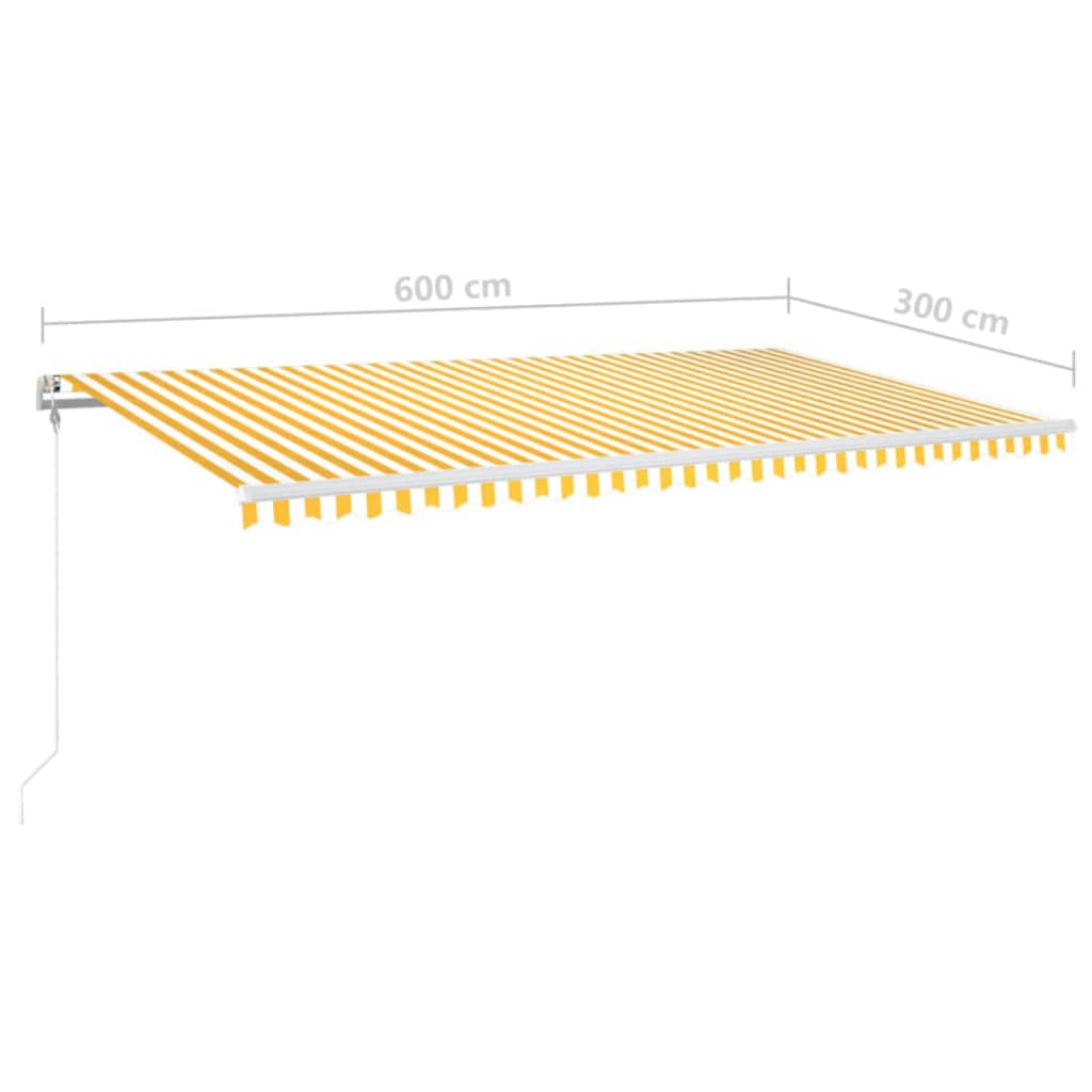 vidaXL Automatic Awning with LED&Wind Sensor 600x300 cm Yellow/White