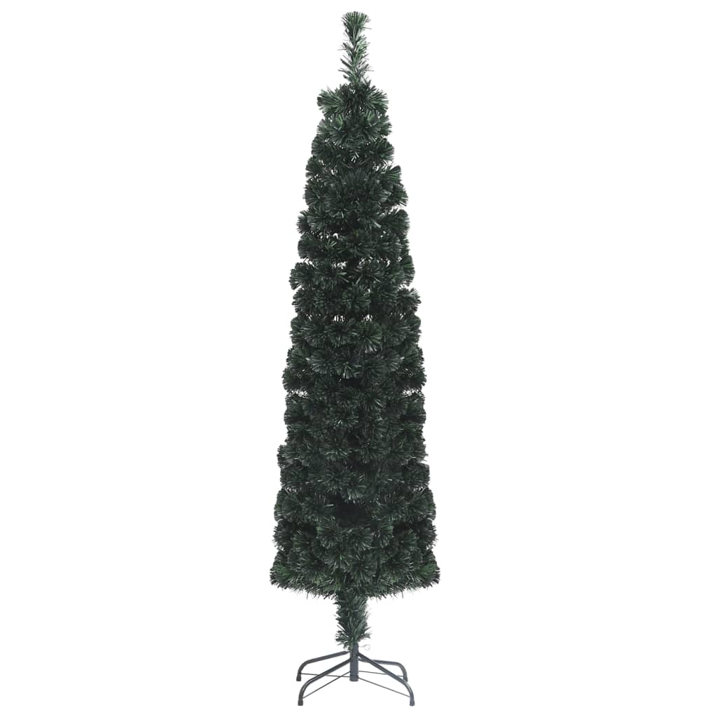 vidaXL Artificial Slim Christmas Tree with Stand 210 cm Fibre Optic