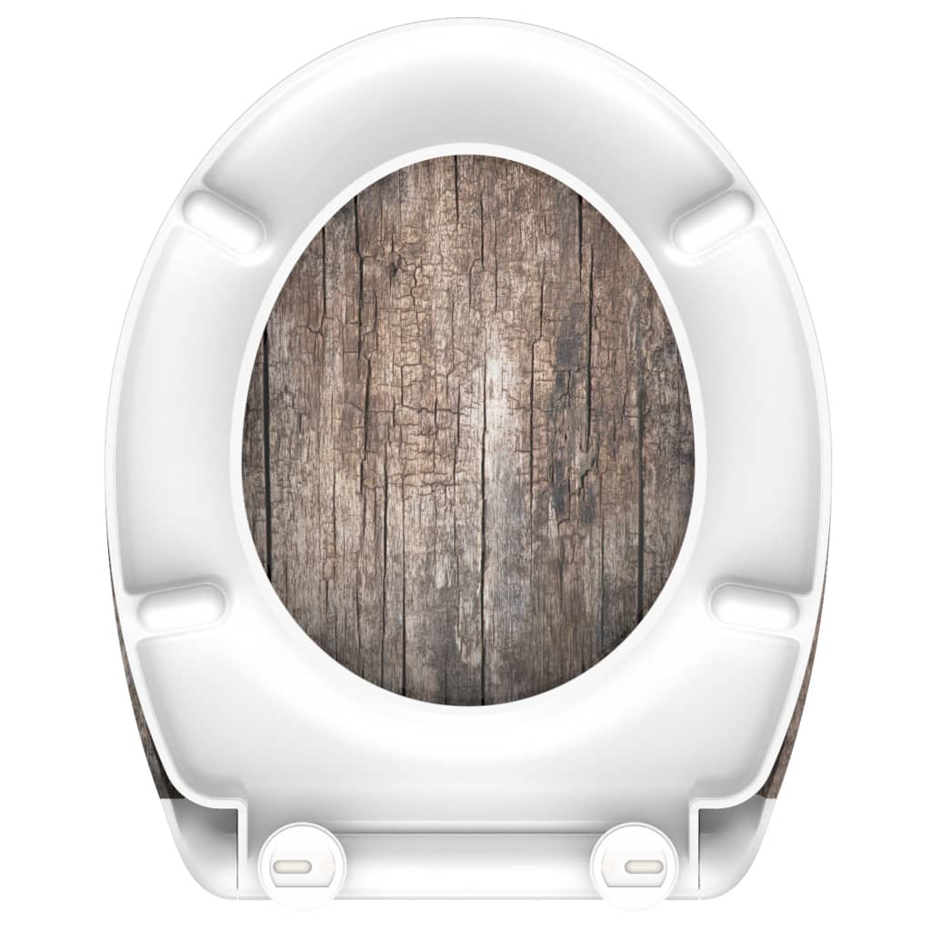 SCHÜTTE Duroplast Toilet Seat with Soft-Close OLD WOOD Printed