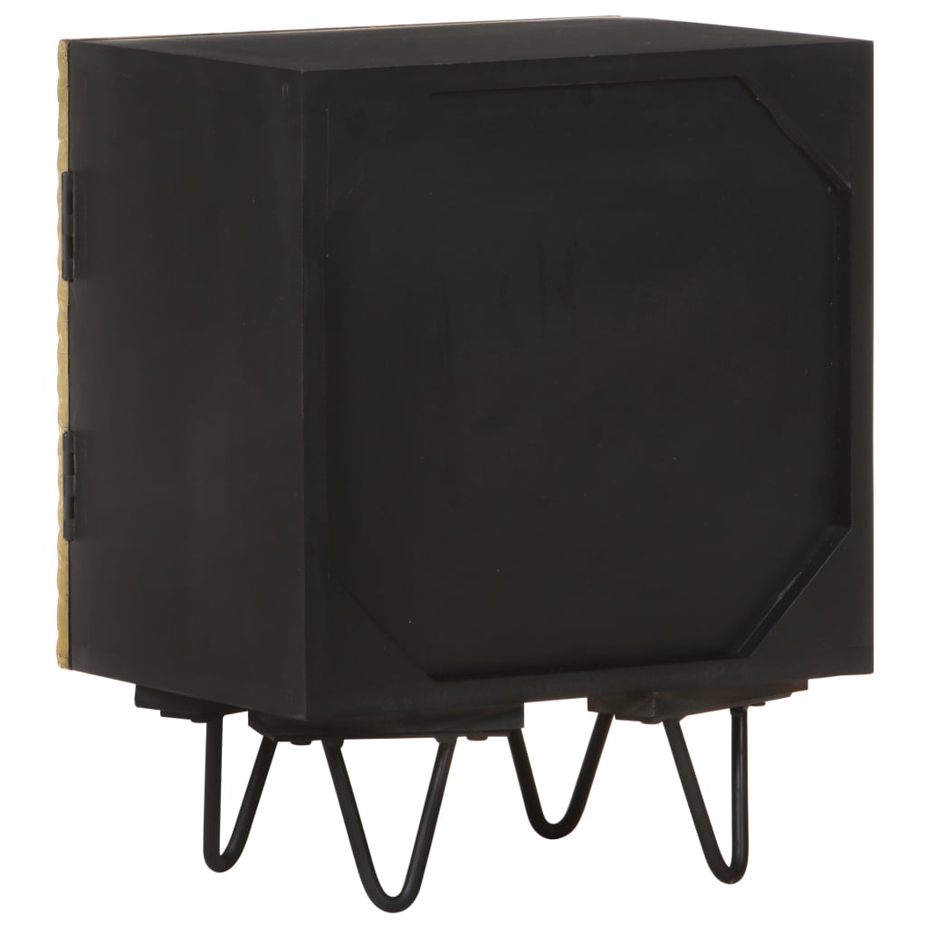 vidaXL Bedside Cabinet with Brass Front 40x30x50 cm Solid Mango Wood