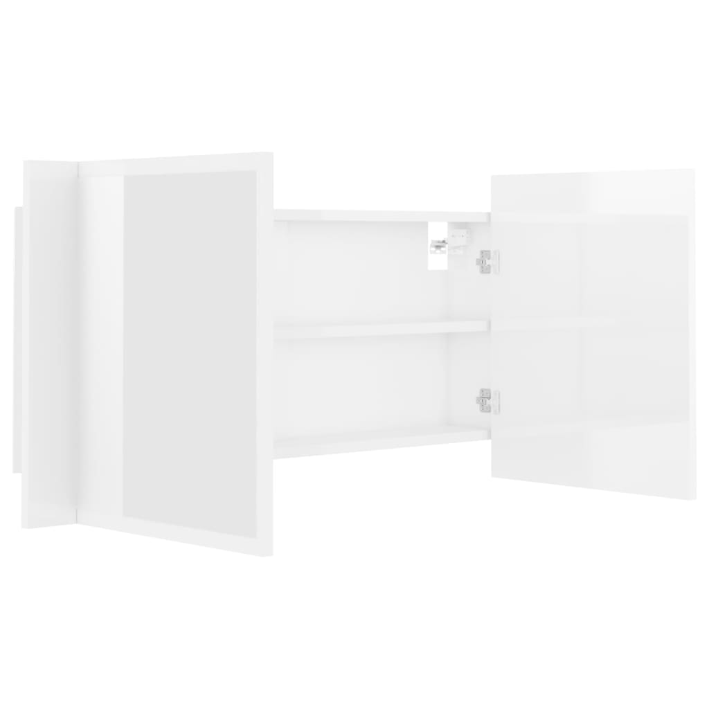 vidaXL LED Bathroom Mirror Cabinet High Gloss White 90x12x45 cm Acrylic