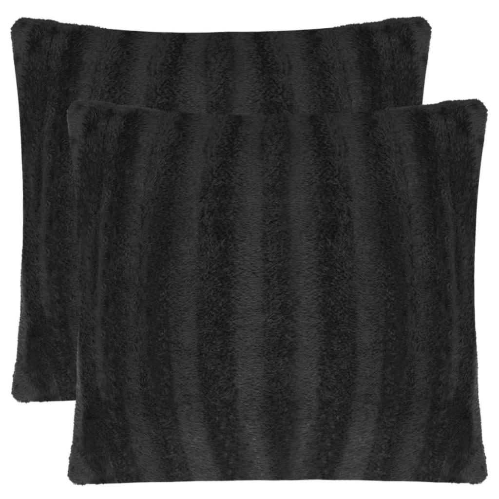 vidaXL Cushion Covers 2 pcs Faux Fur 50x50 cm Black