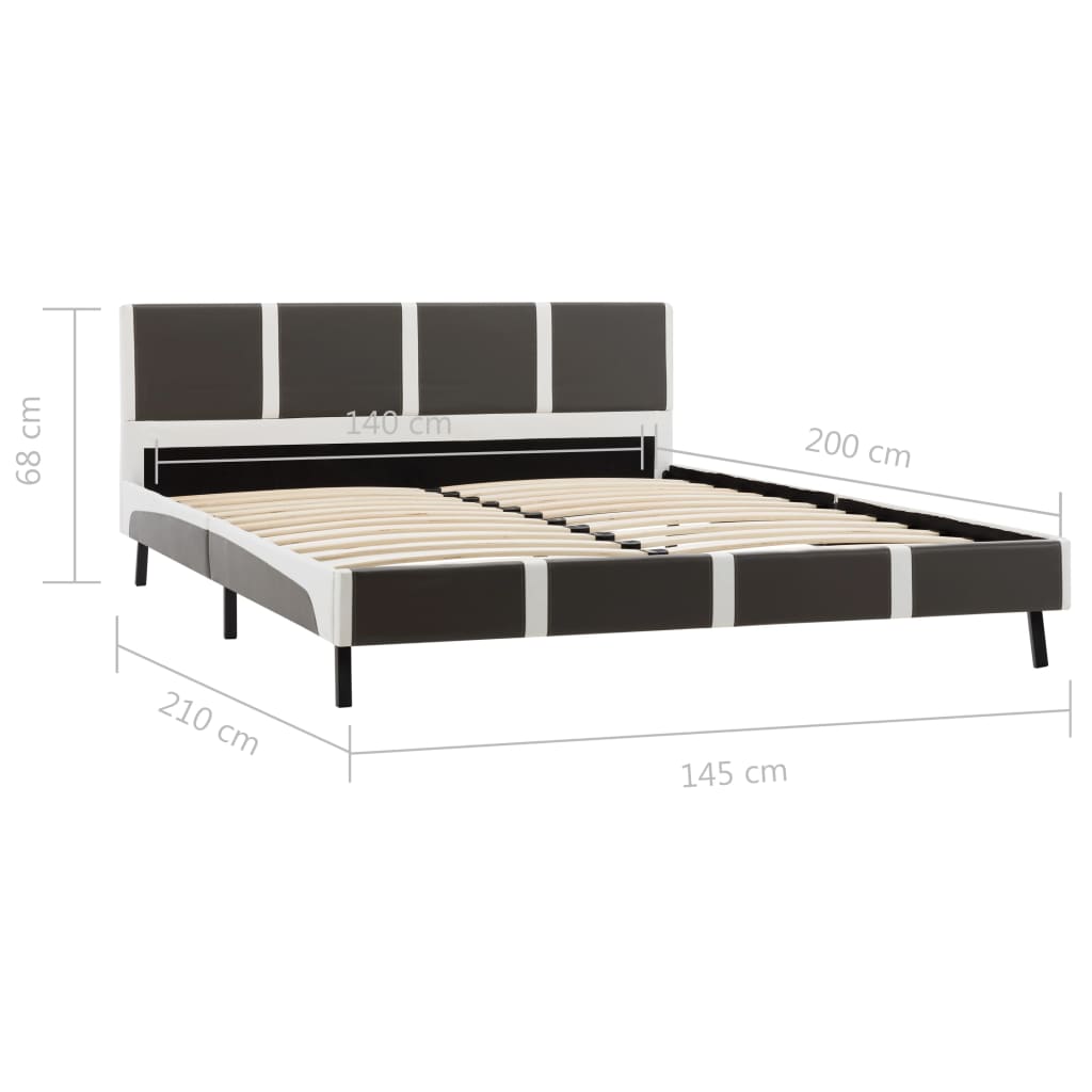 vidaXL Bed Frame Grey and White Faux Leather 135x190 cm 4FT6 Double