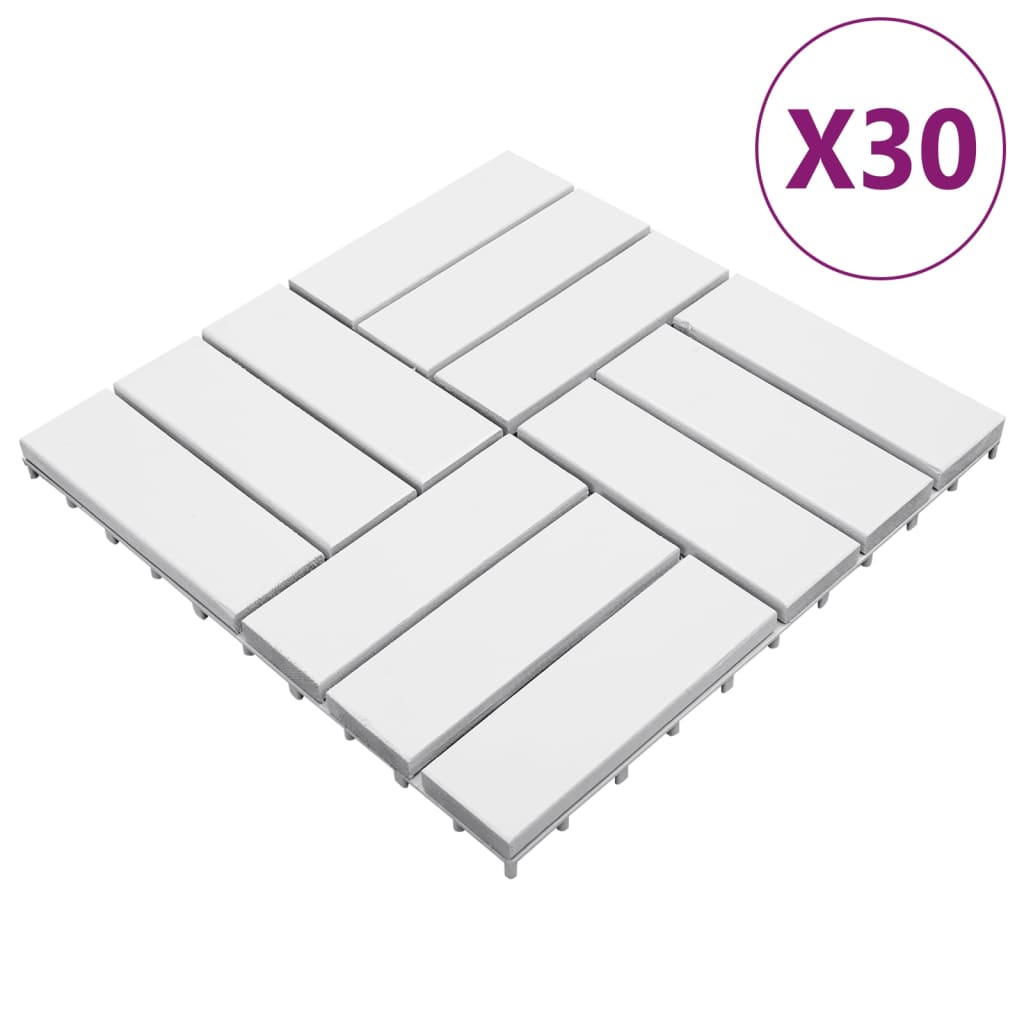 vidaXL Decking Tiles 30 pcs White 30x30 cm Solid Wood Acacia