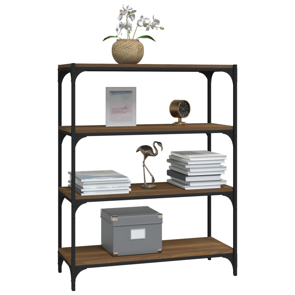 vidaXL Book Cabinet Brown Oak 80x33x100 cm Engineered Wood and Steel