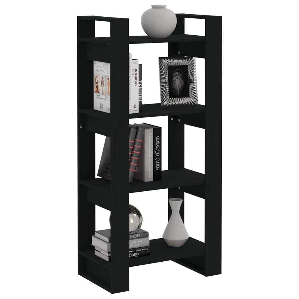vidaXL Book Cabinet/Room Divider Black 60x35x125 cm Solid Wood