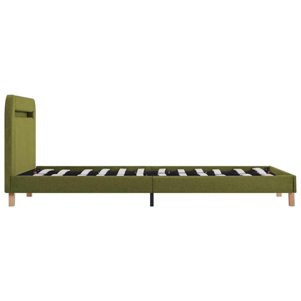 vidaXL Bed Frame with LED Green Fabric 120x190 cm Small Double