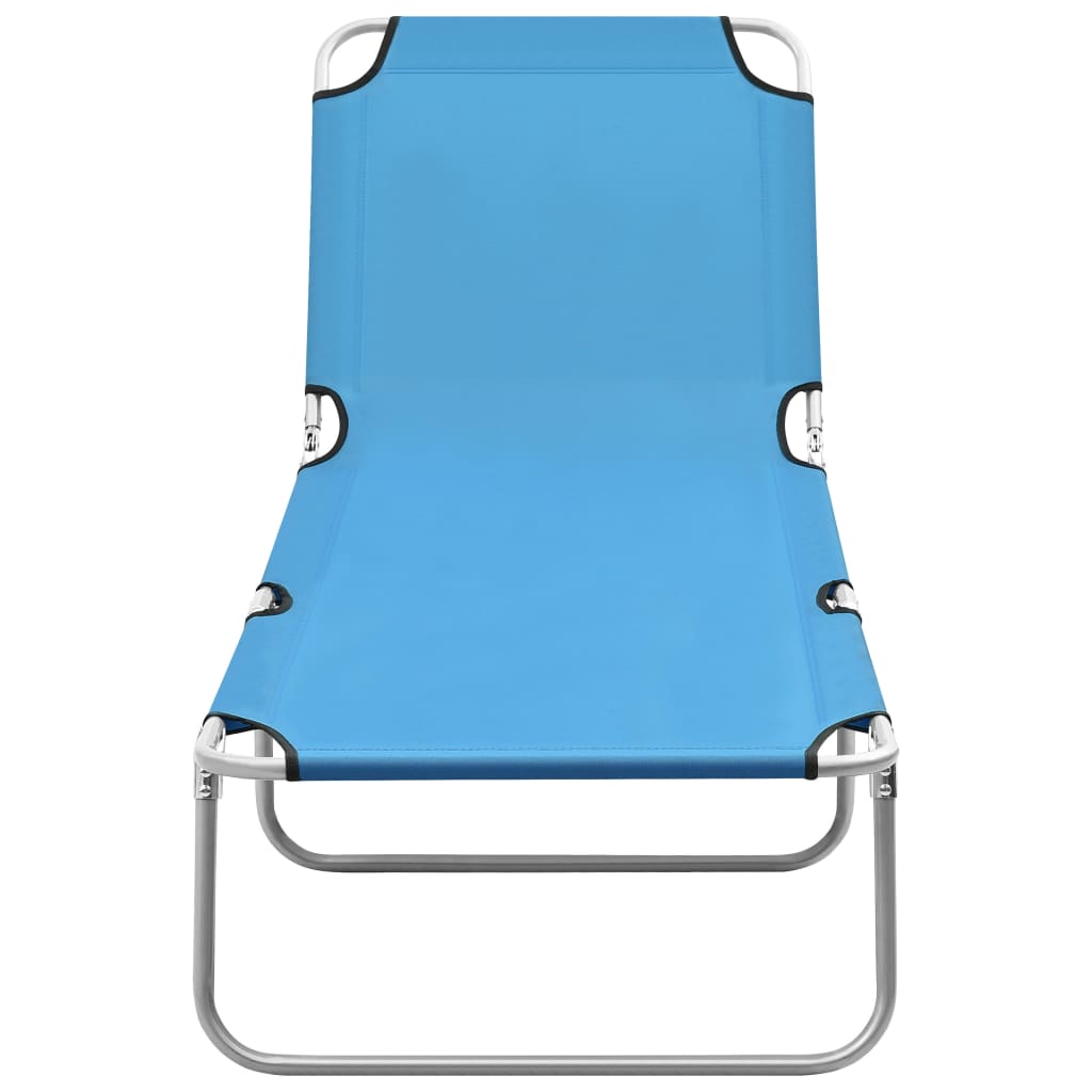 vidaXL Folding Sun Lounger Steel and Fabric Turquoise Blue