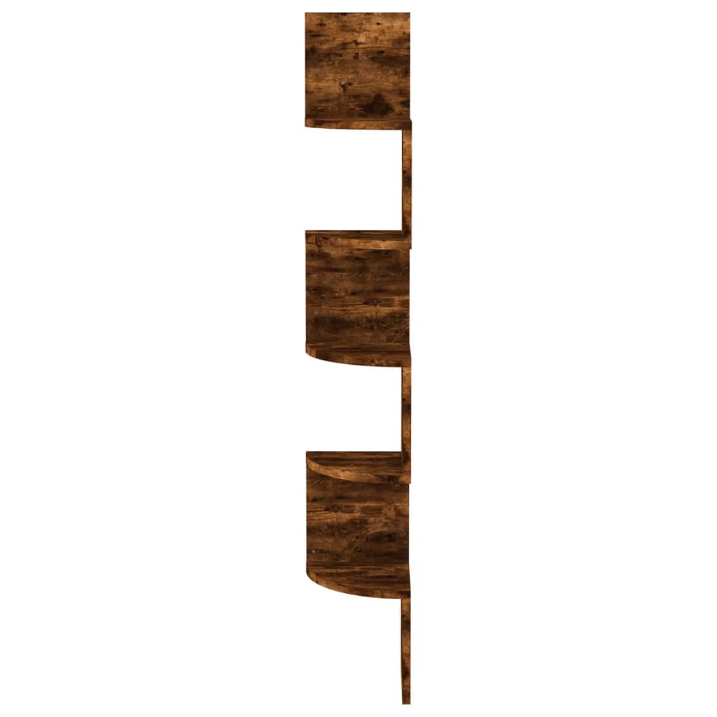 vidaXL Wall Corner Shelf Smoked Oak 19x19x123 cm Engineered Wood